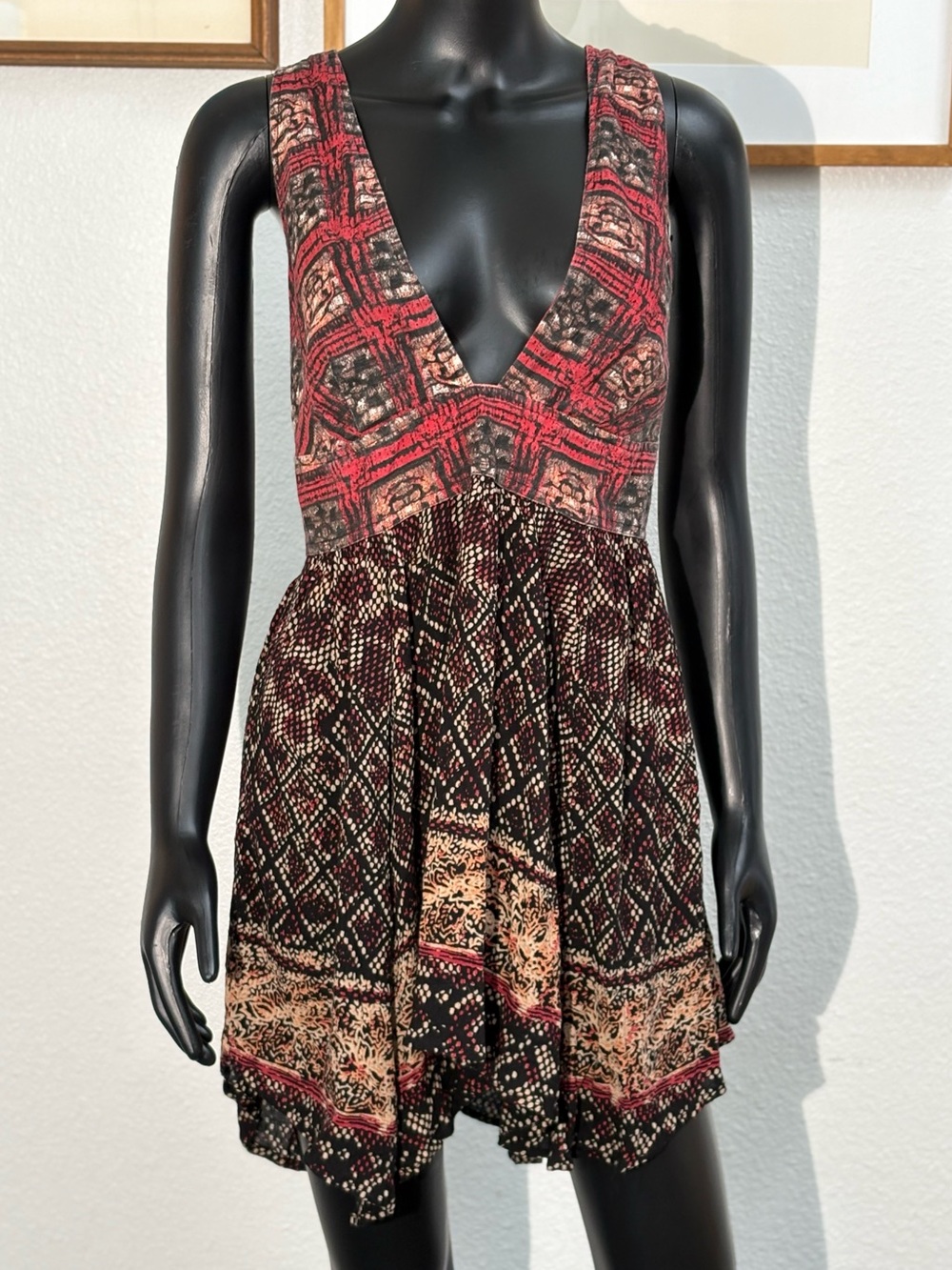 Free People Printed Cotton Noyale Heat Wave Tunic Dress. Like new